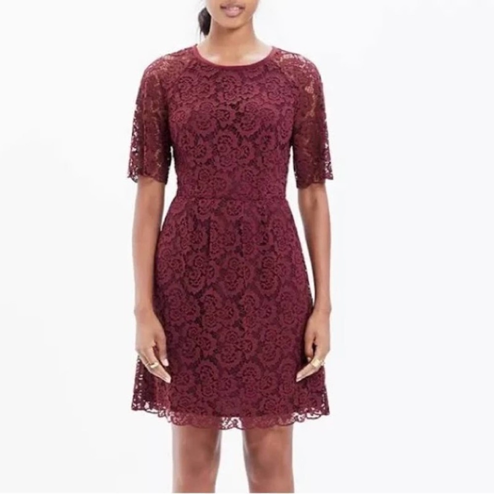Madewell Lace Magnolia Dress in Burgundy Size 2